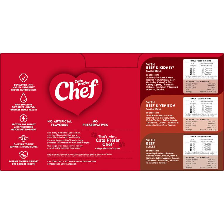 Chef Variety Beef Lovers Loaf Pouches Cat Food 18 x 100g, , hi-res