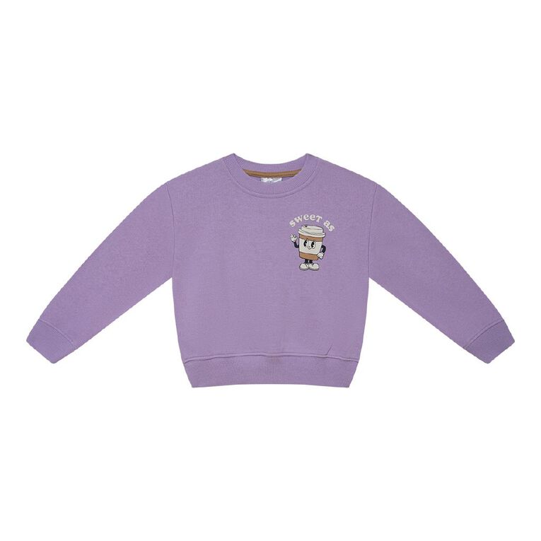 Young Original Toddler Girls' Printed Sweatshirt, Purple Light, hi-res