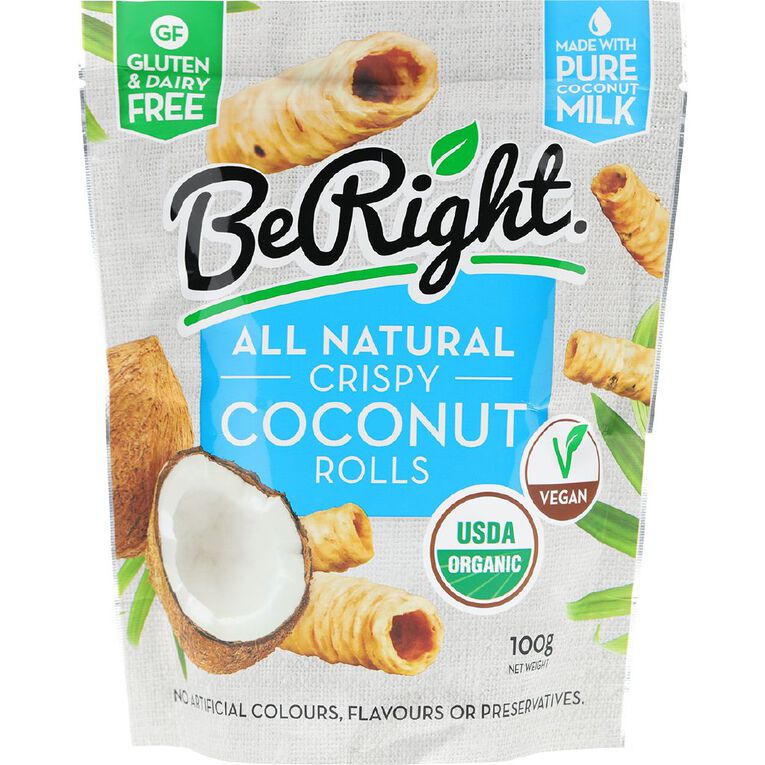 Be Right All Natural Crispy Coconut Rolls 100g, , hi-res