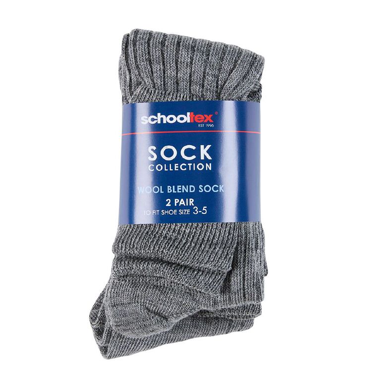 Schooltex School Socks 2 Pack, Grey Mid, hi-res