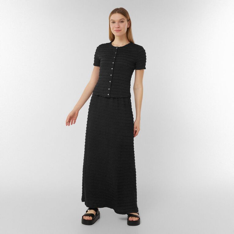 H&H Women's Textured Maxi Skirt, Black, hi-res
