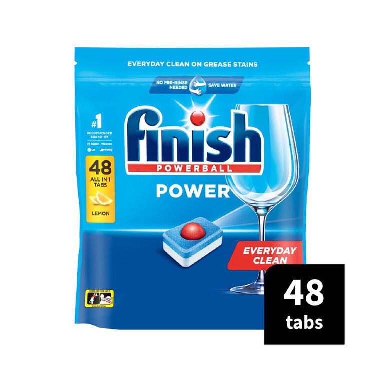 Finish Power Dishwashing Tablets Lemon 48 Pack, , hi-res