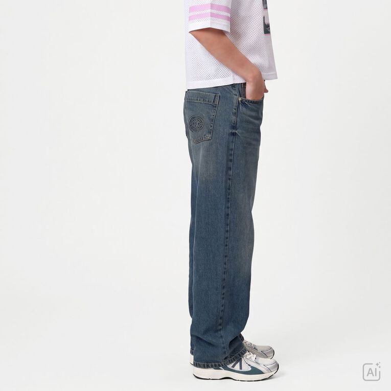 Garage Women's Low Rise Baggy Jeans, Denim Mid, hi-res