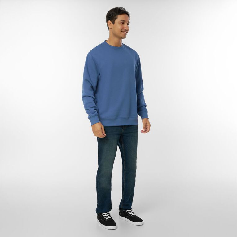 H&H Men's Plain Crew Sweatshirt, Blue Mid, hi-res