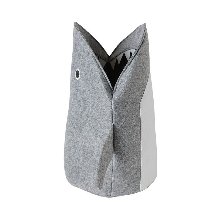 Living & Co Kids Felt Hamper Shark Grey/White, , hi-res