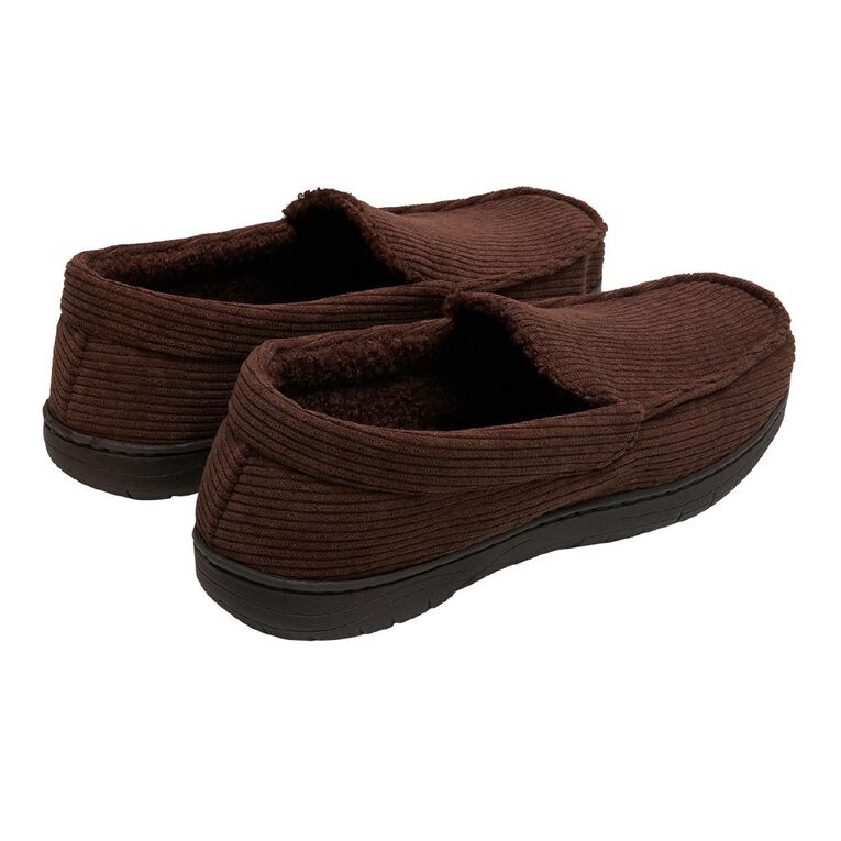 H&H Men's Howard Moccasin Slippers, Brown, hi-res