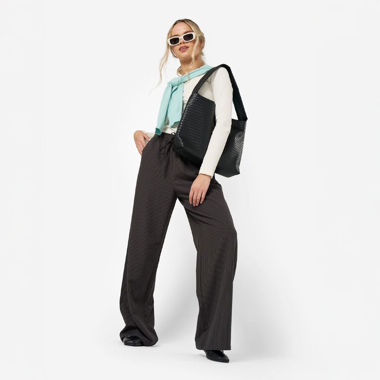 H&H Women's Pinstripe Wide Leg Pants Grey Dark The Warehouse