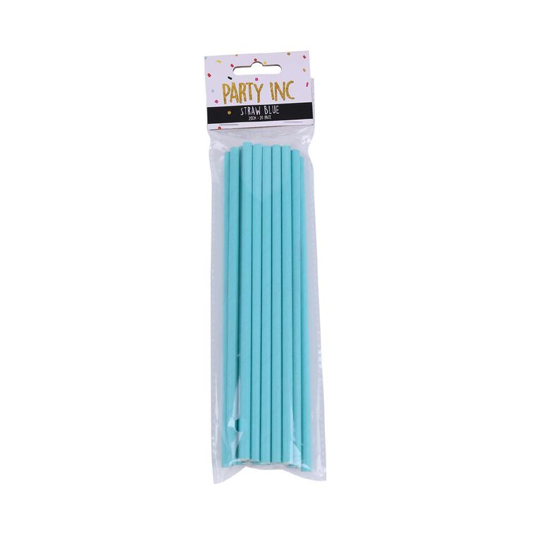Party Inc Straw Blue 20 Pack, , hi-res