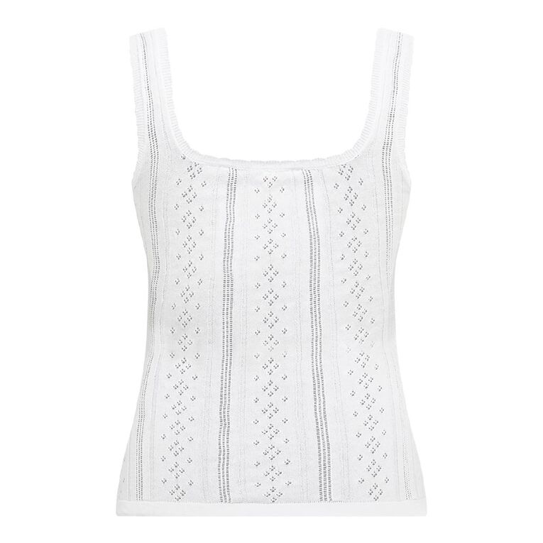 BRDRLESS Pointelle Cami, White, hi-res