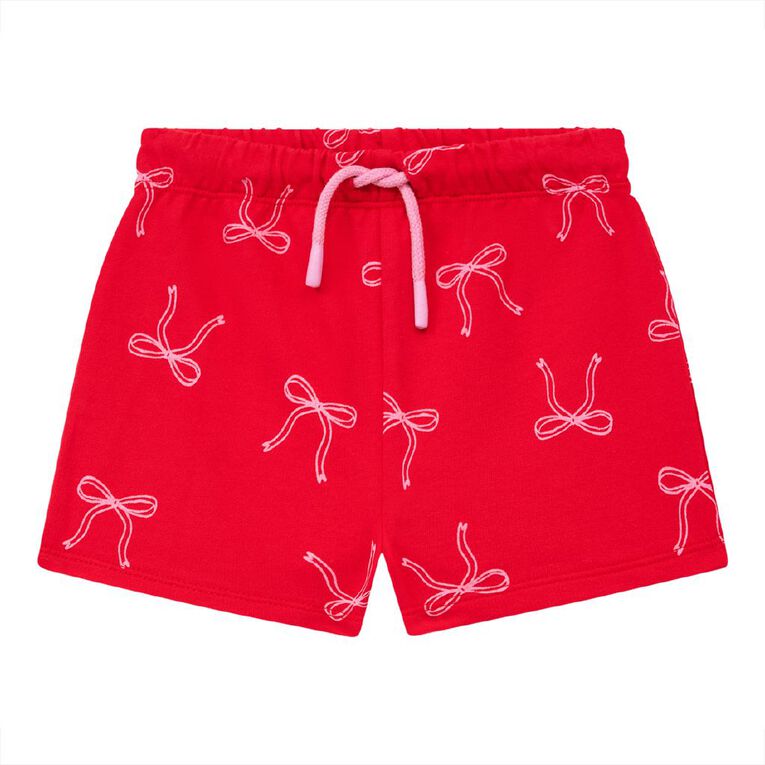 Young Original Toddler Printed Terry Shorts, Red Mid, hi-res