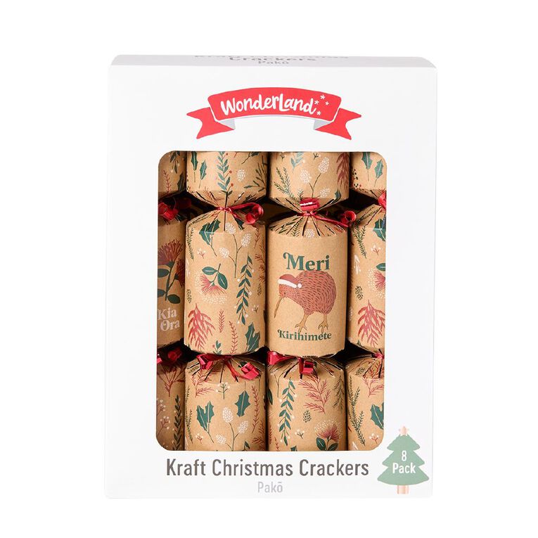 Wonderland Kraft Christmas Crackers Assorted 8 Pack, , hi-res