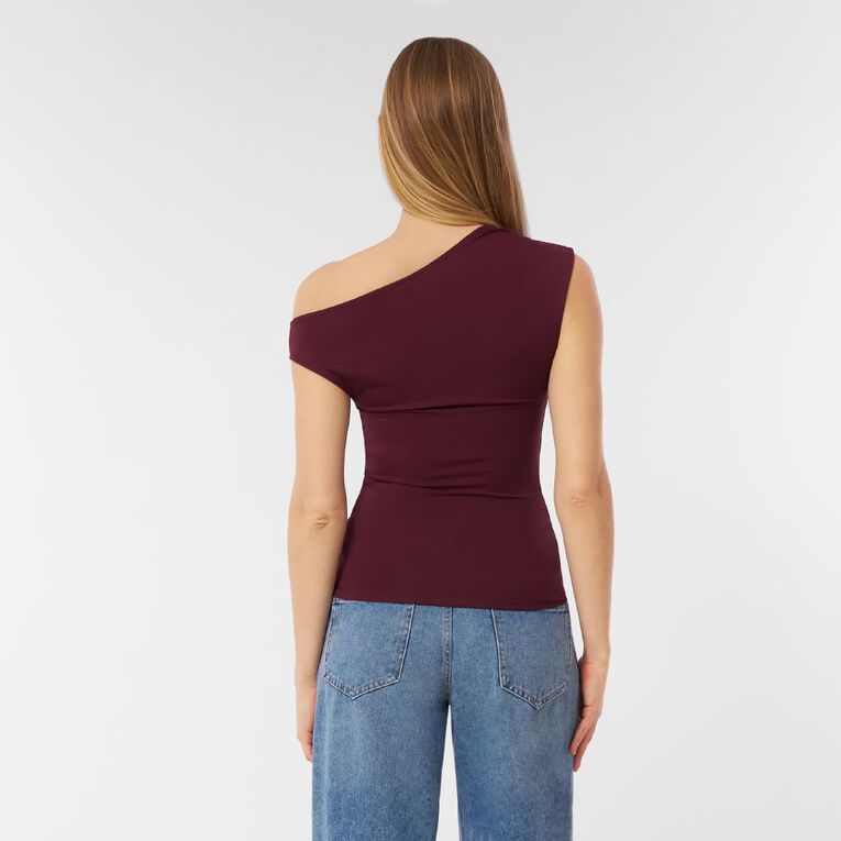 H&H Women's Contour Off Shoulder Ruched Top, Purple Dark, hi-res
