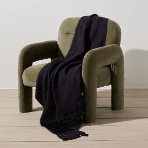 Living & Co Throw Chunky Weave Black 127cm x 152cm