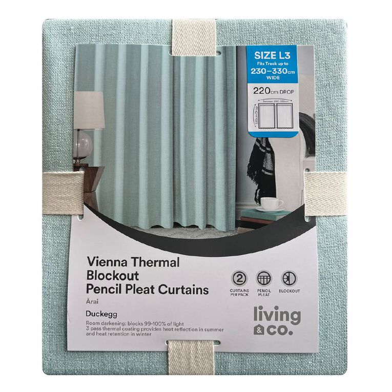 Living & Co Vienna Curtains Green 230-330cm Wide/220cm Drop, , hi-res