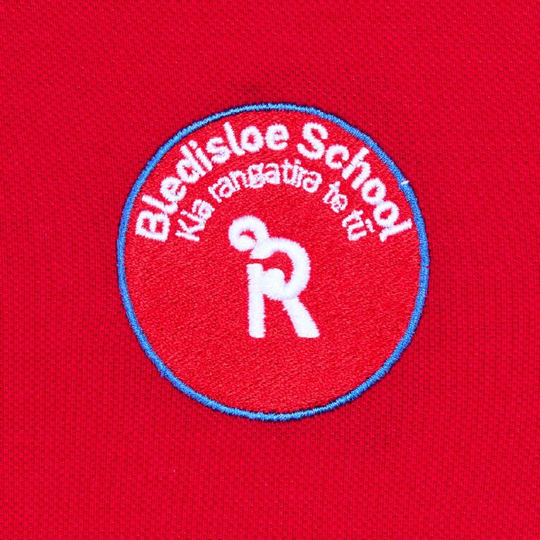 Schooltex Bledisloe School Long Sleeve Polo with Embroidery, Red Mid, hi-res