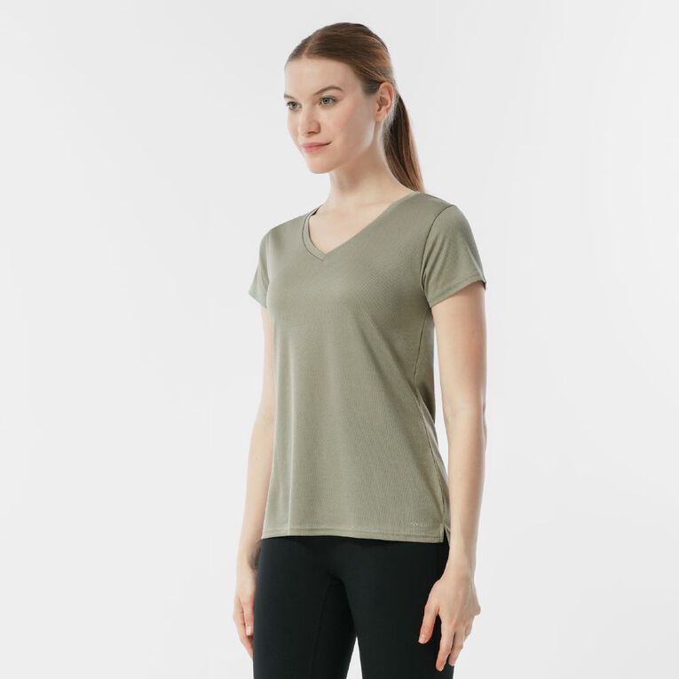 Active Intent Women's Active V Neck Mesh Tee, Grey Mid, hi-res