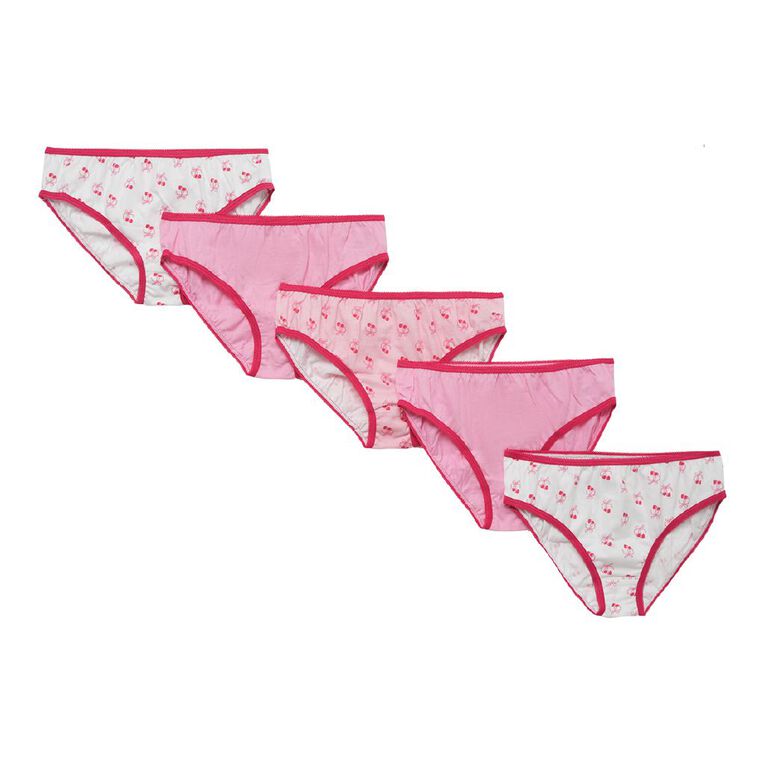 H&H Girls' Briefs 5 Pack, Pink Mid, hi-res