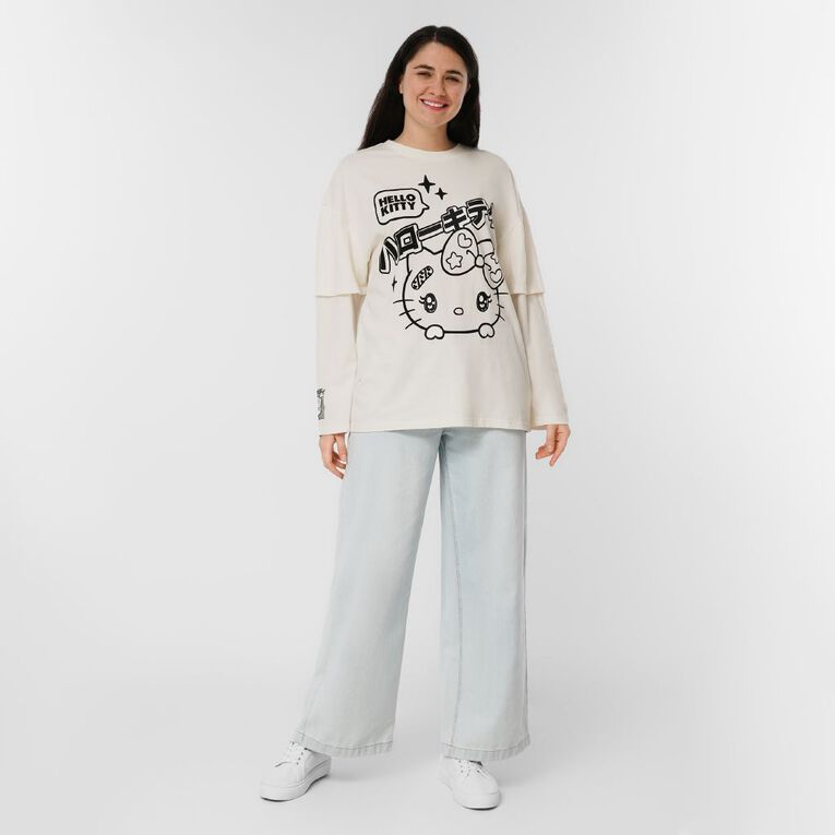 Hello Kitty Women's Layered Tee, Cream, hi-res