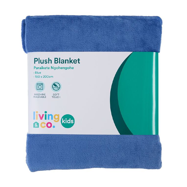 Living & Co Kids Plush Blanket Blue Single, , hi-res