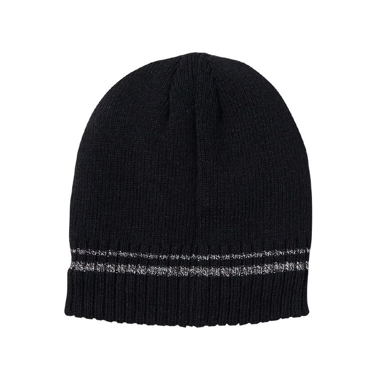 Rivet Men's Stripe Flecked Beanie, Black, hi-res