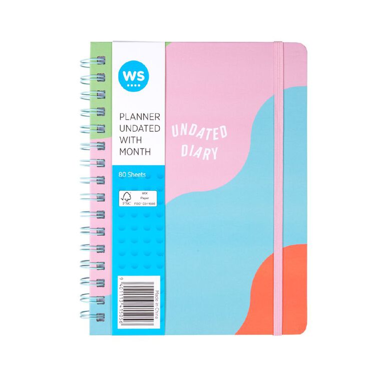 WS Undated Planner With Months Multi-Coloured, , hi-res