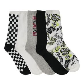 H&H Boys' Rib Fashion Crew Socks 5 Pack