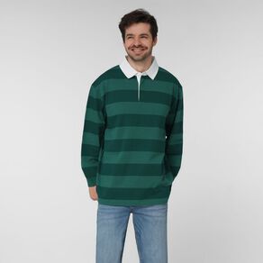 H&H Men's Stripe Rugby Polo