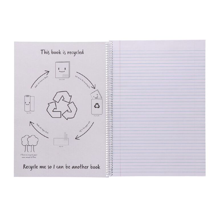 WS Exercise Book 8B8 7mm Ruled Spiral 50 Leaf Wiro Red, , hi-res
