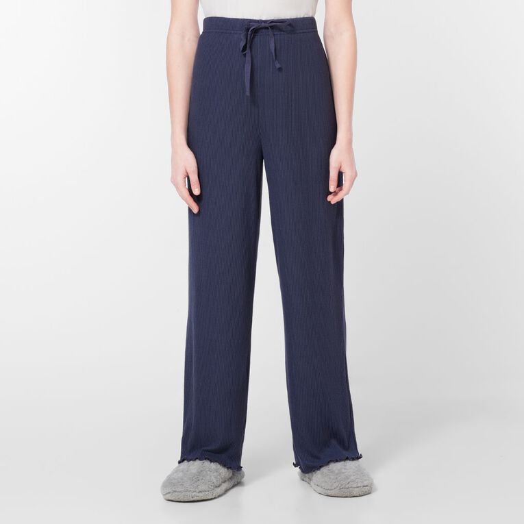 H&H Women's Soft Touch Wideleg Pyjama Pants, Blue Dark, hi-res