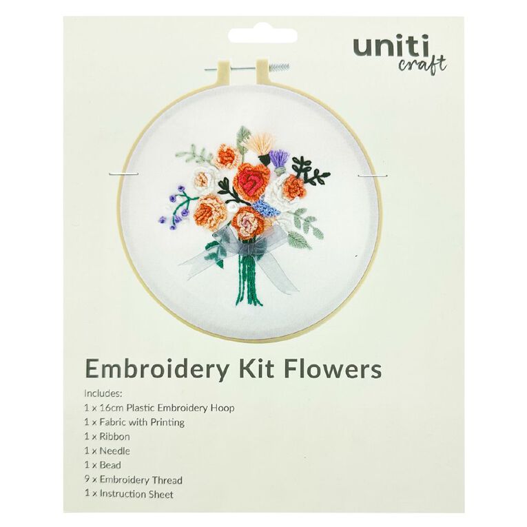 Uniti Embroidery Kit Flowers 16cm, , hi-res