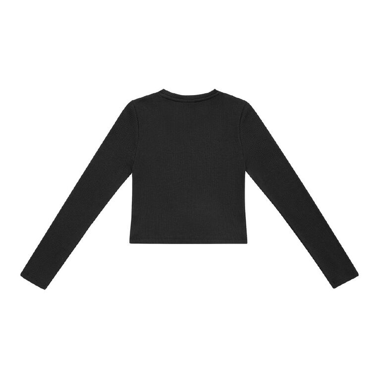 Young Original Long Sleeve Rib Top, Black, hi-res