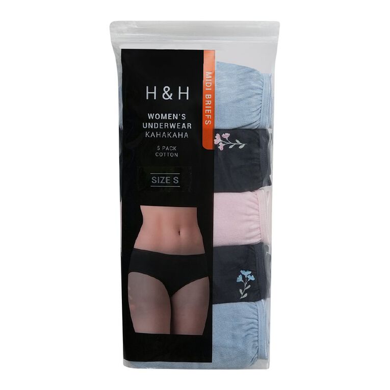 H&H Women's Midi Briefs 5 Pack, Blue Dark, hi-res