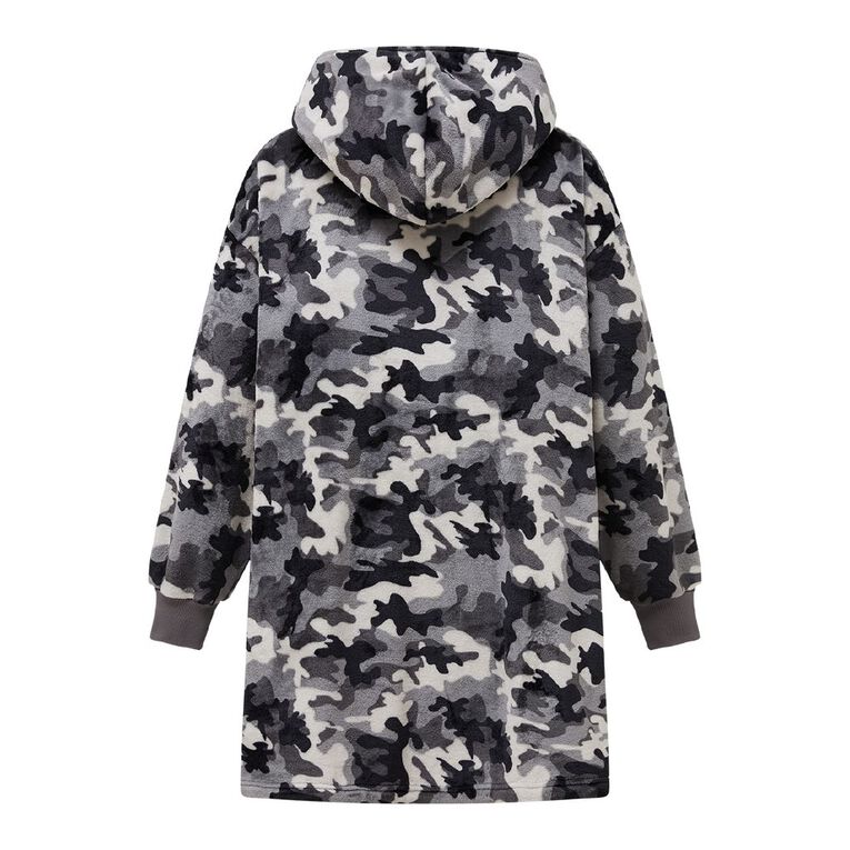 H&H Men's Oversized Coral Fleece Hoodie, Grey Dark, hi-res