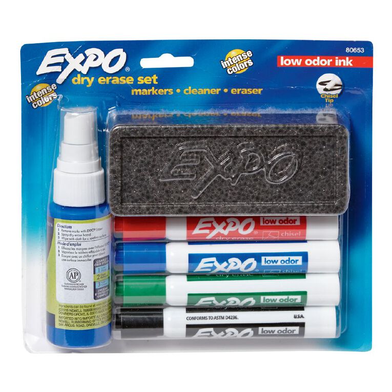 Expo Low Odour Chisel Starter Set Whiteboard Marker Assorted, , hi-res