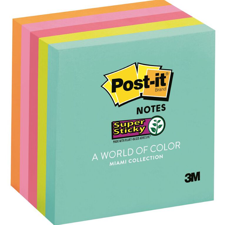Post-It Super Sticky Notes Miami Collection Multi-Coloured, , hi-res