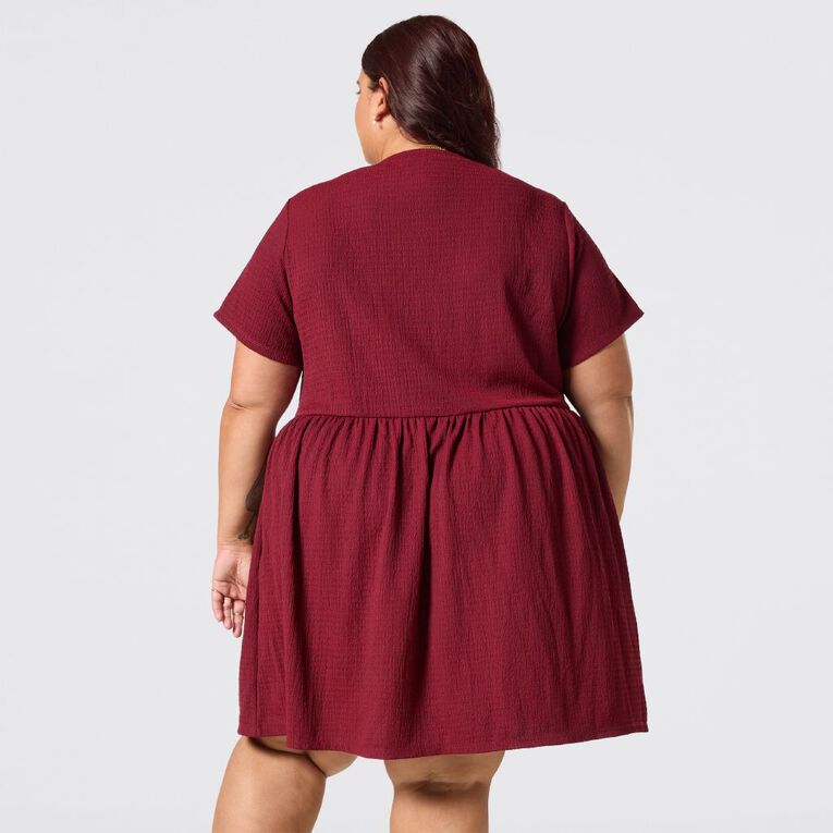 H&H Curve Women's Short Sleeve Tee Dress, Red Dark, hi-res