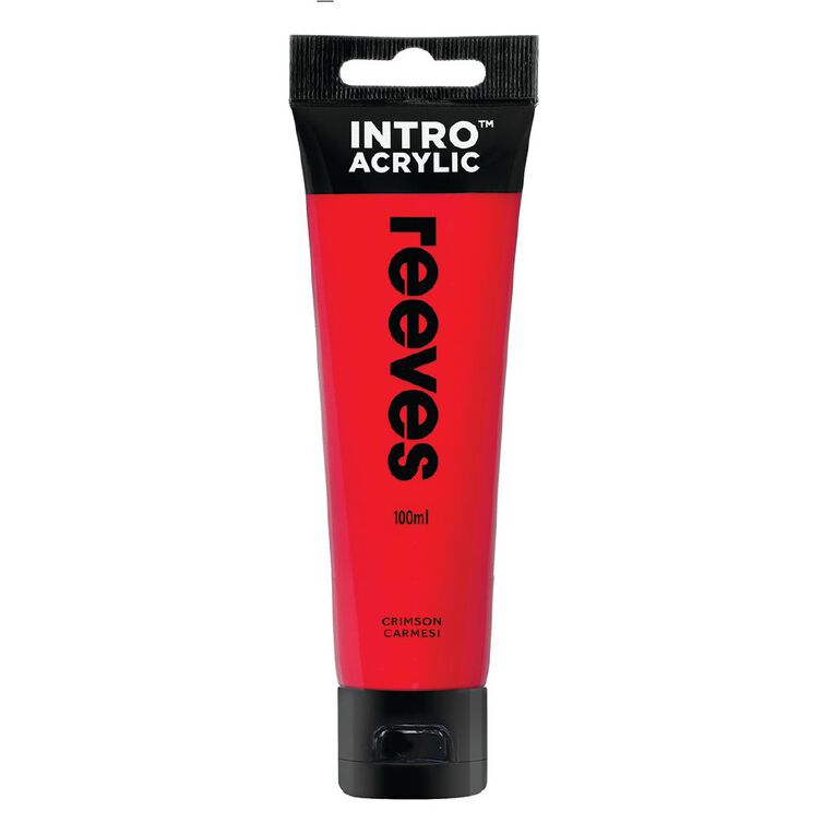 Reeves Intro Acrylic Paint Crimson 100ml, , hi-res