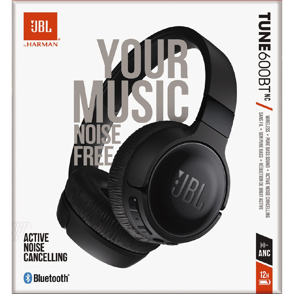 JBL T600BT On-Ear NC Wireless Headphones Black Black | The Warehouse