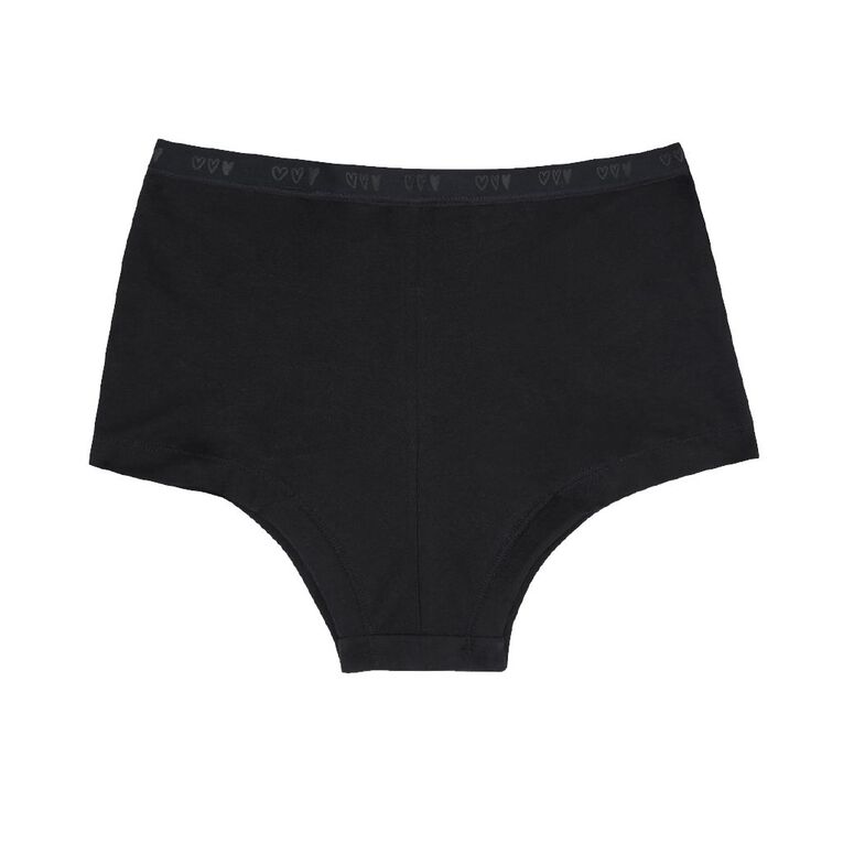 Love Luna Teen First Period Shortie 2 Pack, Black/Pink, hi-res