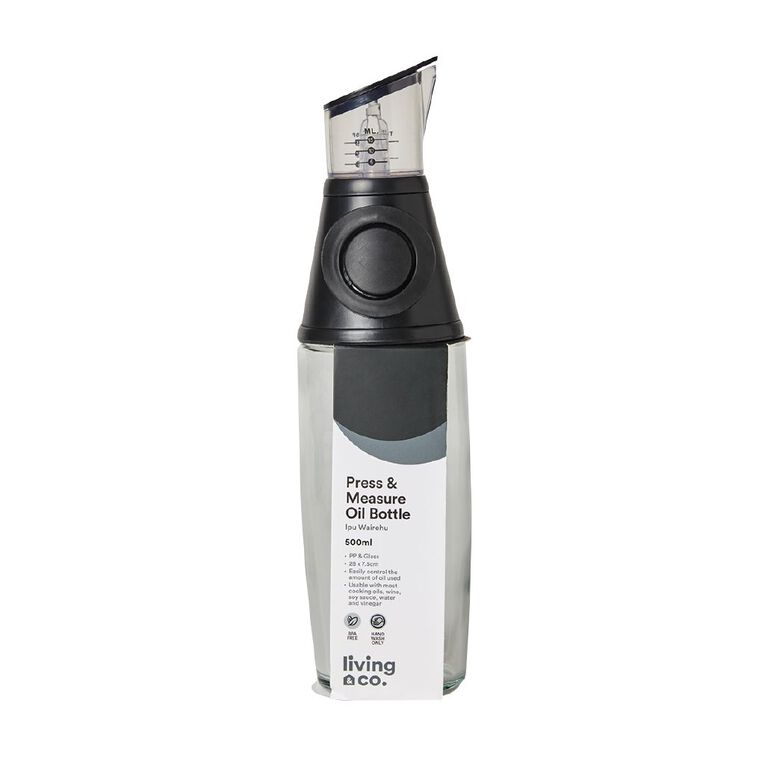 Living & Co Press & Pour Oil Bottle Black 500ml, , hi-res