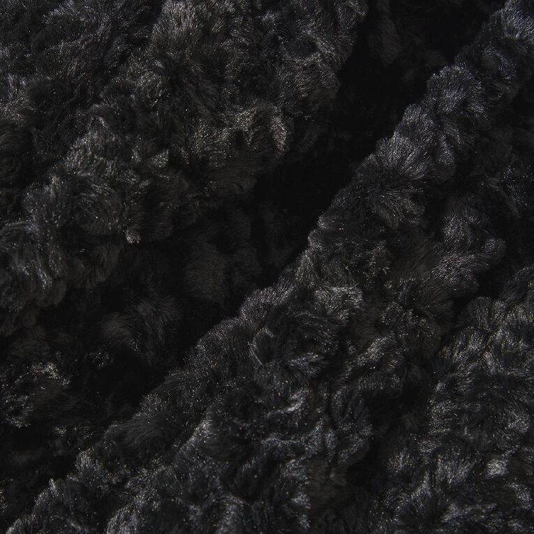 Living & Co Throw Faux Fur Texture Black 127cm x 152cm, , hi-res