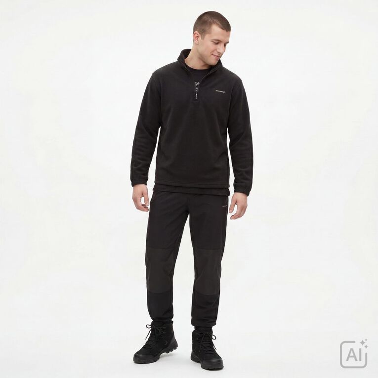 Back Country Adults' 1/4 Zip Fleece Sweater, Black, hi-res