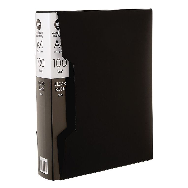 WS Clear Book 100 Leaf Black A4, , hi-res