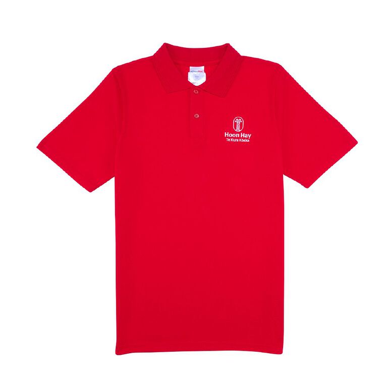 Schooltex Hoon Hay School Short Sleeve Polo with Embroidery, Red Mid, hi-res
