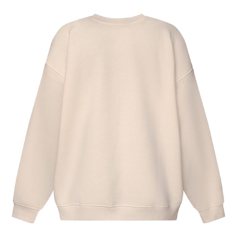 H&H Women's Long Sleeve Oversized Crew, Cream, hi-res