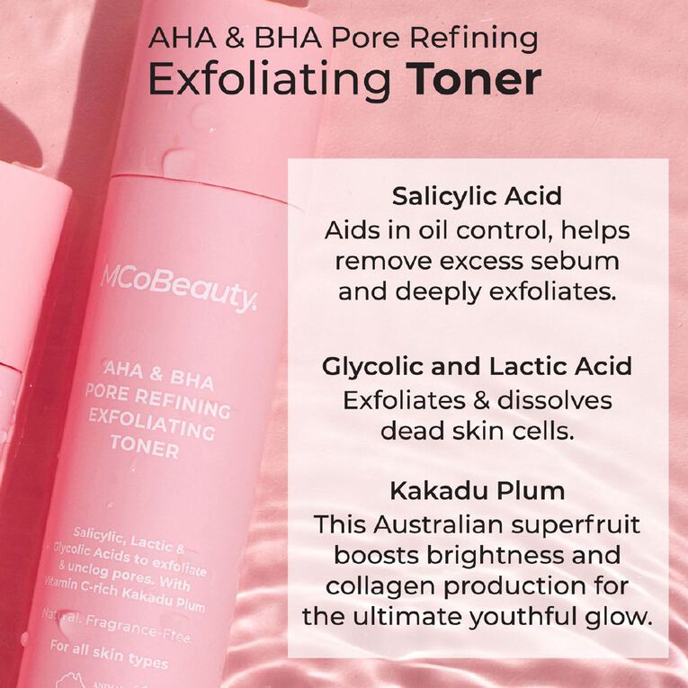 MCoBeauty AHA & BHA Pore Refining Exfoliating Toner 125ml, , hi-res