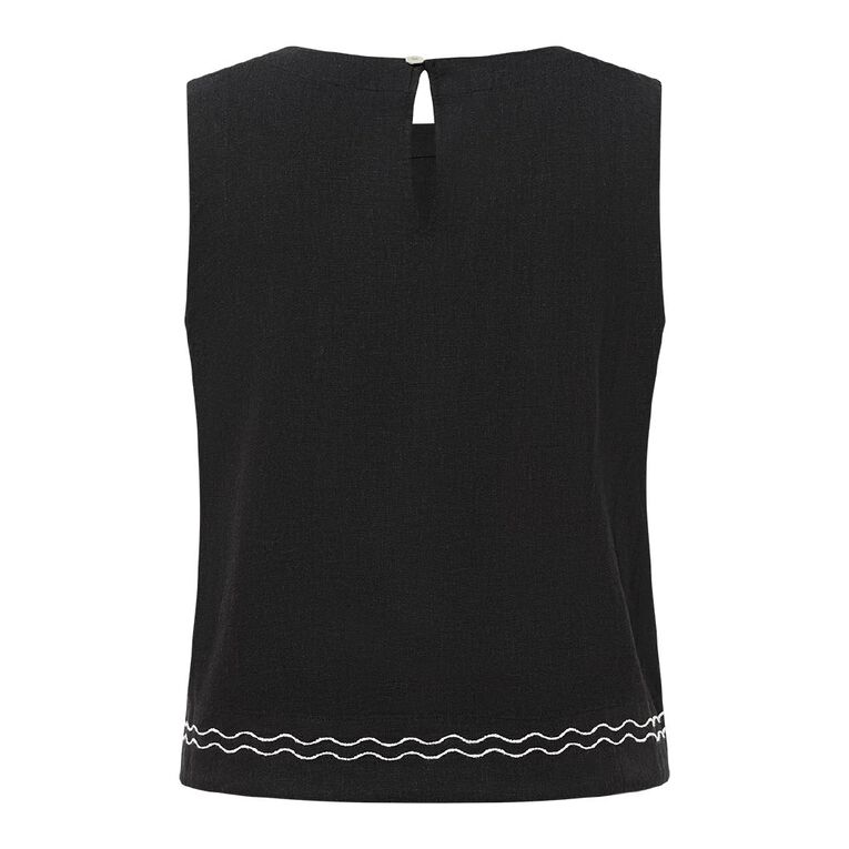 H&H Women's Sleeveless Emboridery Shell Top, Black, hi-res