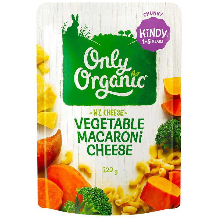Only Organic Kindy Macaroni & Cheese Pasta Pouch 220g, , hi-res