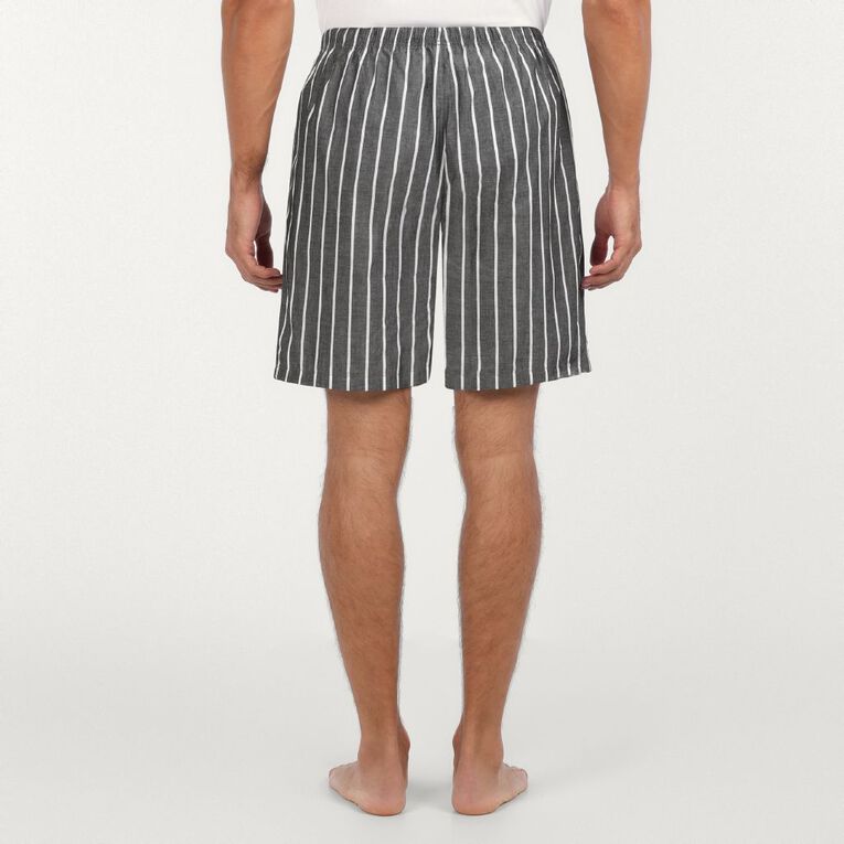 H&H Men's Woven Pyjama Shorts, Black, hi-res