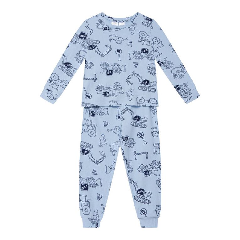 H&H Boy's Ribbed Long Sleeve Pyjamas 2 Pack, Blue Light, hi-res